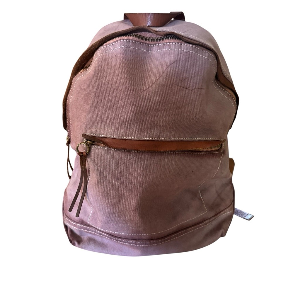 Madewell Charleston Canvas Backpack Viotet Dusk leather Trim
